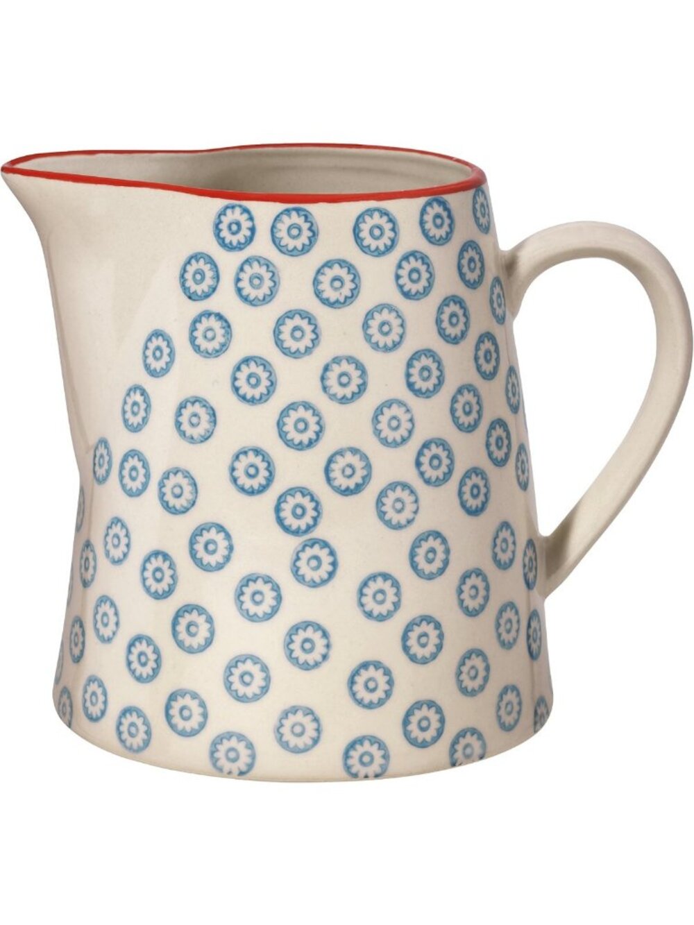 Ceramic Pitcher for Water, Juice, Milk - Blue Stoneware Jug, 24.5 fl oz, 4.5''